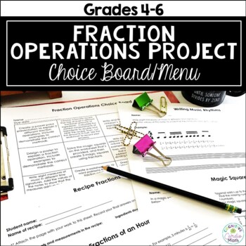 Preview of Fraction Operations Projects Choice Board Math Menu