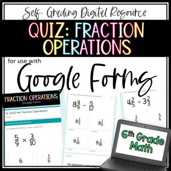 Preview of Fraction Operations QUIZ - 6th Grade Math Google Forms Assessment