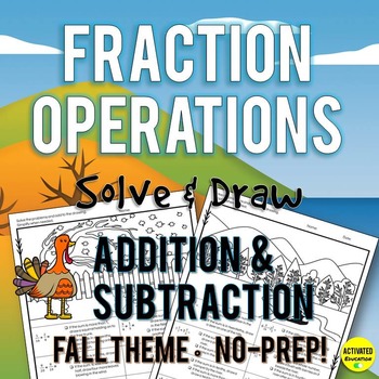 Preview of Adding and Subtracting Fractions Color by Answer Fall Theme