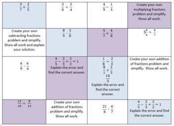 Preview of Fraction Operations Review Game - Differentiating Instruction Distance Learning