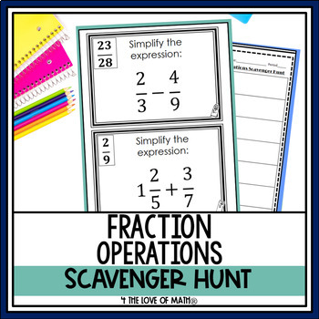 Preview of Fraction Operations: Scavenger Hunt