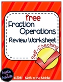 Fraction Operations Self-Checking Worksheet - Free