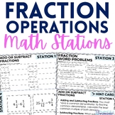 Operations with Fractions and Mixed Numbers Math Stations 