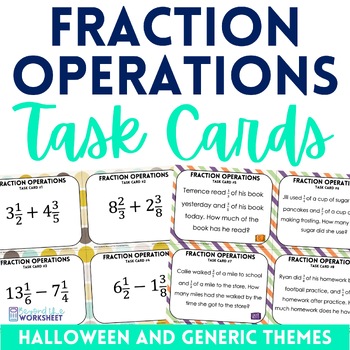 Preview of Fraction Operations Task Cards