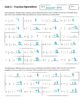 Preview of Fraction Operations WITH Negatives Notes + Guided Notes + Practice + Answer Key