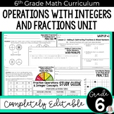 Fraction Operations and Integer Concepts Unit 6th Grade Ma