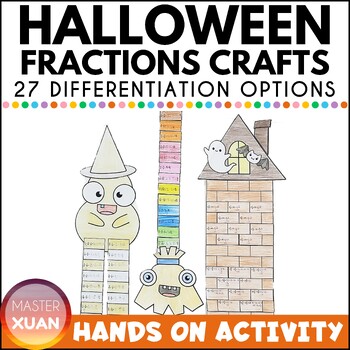 Preview of Fraction Paper Craft, Halloween Math Activities