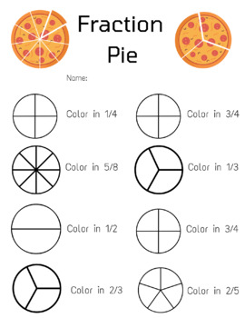 Preview of Fraction Pie Worksheet