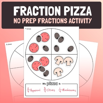 Preview of Fraction Pizza Craft | Beginner Fractions Activity, Cut & Paste Fraction Center