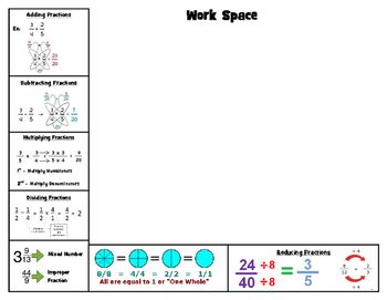 Preview of Fraction Place mat with Work Space (some using butterfly method)