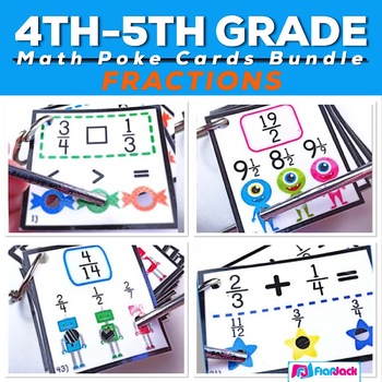 Preview of 4th-5th Fraction Centers Poke Game Bundle (Common Core Based)