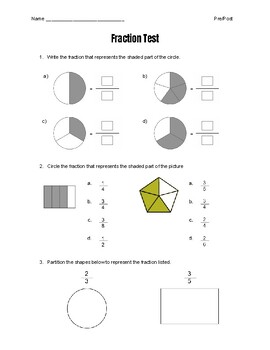 Fraction Pre/Post Test by Easygoing Elementary | TPT