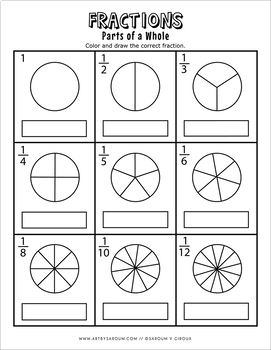 Fraction Printable Math Worksheets FREEBIE by Doodle Thinks | TPT