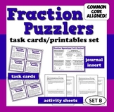 Fraction Puzzlers - fraction story problems task cards + p