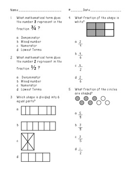 fraction quiz basic by gretchen tringali teachers pay