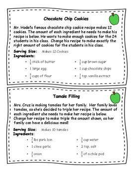 Fraction Recipe Task Cards/Math Center by Stask Math | TpT