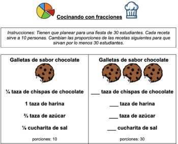 Fraction Recipes: Making More Servings! (Spanish / En Español) | TPT