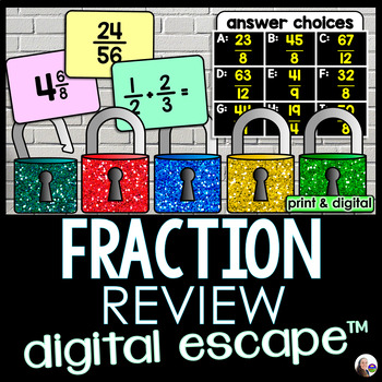 Preview of Fraction Review Digital Math Escape Room Activity