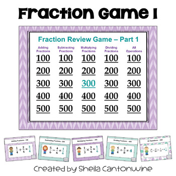 Preview of Fraction Game 1 with Adding, Subtracting, Multiplying, and Dividing Fractions