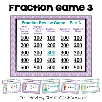 Preview of Fraction Game 3 with Mixed Numbers, Improper Fractions and More