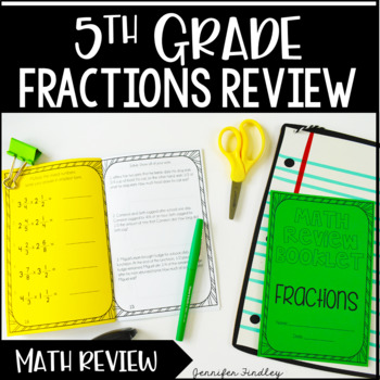 Preview of 5th Grade Fractions Review - Fractions Worksheets - Perfect for Test Prep