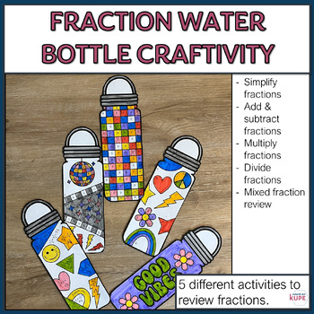 Preview of Fraction Review Water Bottle Project Craftivity