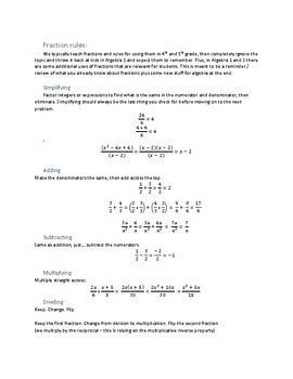 Preview of Fraction Rules for Algebra Students