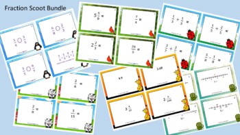 Preview of Fraction Scoot Activity/Task Card Bundle