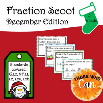 Preview of Fraction Scoot- Christmas Edition