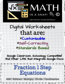 Preview of Fraction Single Step Equations - Editable Interactive & Instant Feedback