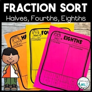 Preview of Fraction Sort Activity | Halves, Fourth, Eighths
