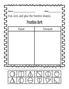 Preview of Fraction Sort - Equal and Unequal