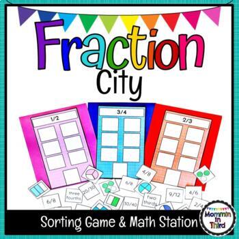 Preview of Fraction Sorting Game l Equivalent Fraction Activity Test Prep