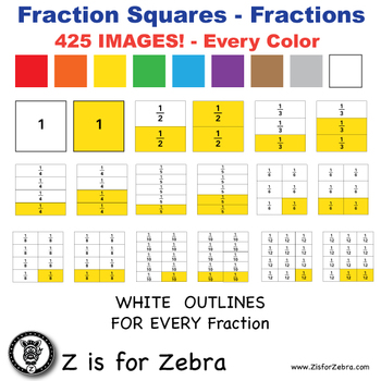 Preview of Fraction Square Clip Art 425 Images - CU OK! ZisforZebra
