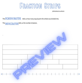 Preview of Fraction Strips & Aligned Number Line (Up to 6)