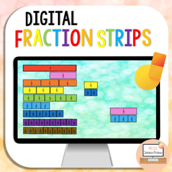 Preview of Fraction Strips Digital Manipulatives Distance Learning for Google Jamboard™