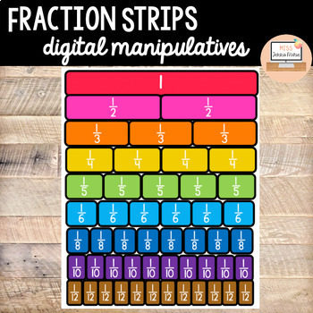 Preview of Fraction Strips Digital Manipulatives Distance Learning for Google Slides™