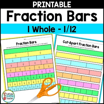 Preview of Fraction Strips with Printable Equivalent Fraction Bars - Fraction Anchor Chart