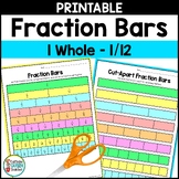 Fraction Strips with Printable Equivalent Fraction Bars - 