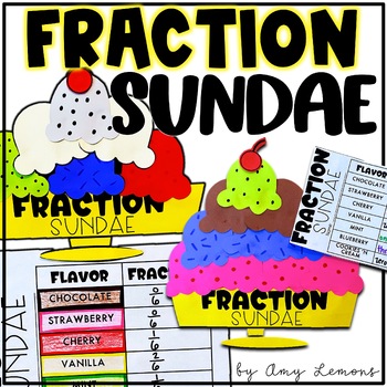Preview of Fraction Sundae Math Craft Activity with Ice Cream Fractions for Parts of a Set