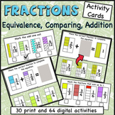 Visual Fractions Task cards, print, digital, equivalent fr