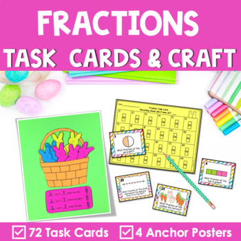 Preview of Fraction Task Cards | Craft | Spring Peeps