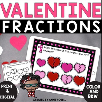 Preview of Valentine's Day Fraction Task Cards | Parts of a Set