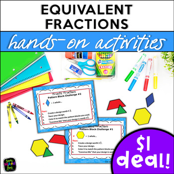 Preview of Equivalent & Comparing Fractions with Pattern Blocks hands on Math Activities