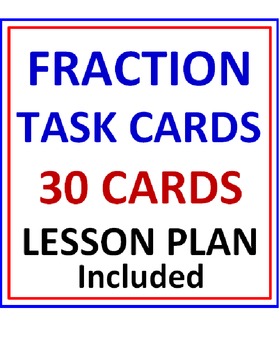 Preview of Fraction Task Cards with Lesson Plan (30 Cards)