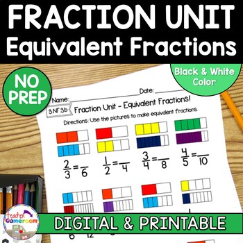 Preview of Fraction Unit - Equivalent Fractions Worksheet