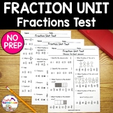Fraction Test - Fraction Assessment - No Prep Activities