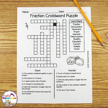 Fraction Unit Fraction Crossword and Word Search by Teacher Gameroom