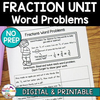 Preview of Fraction Unit - Fractions Word Problems Worksheets