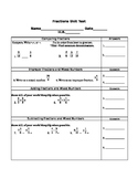 Fraction Unit Test Comprehensive 5th Grade